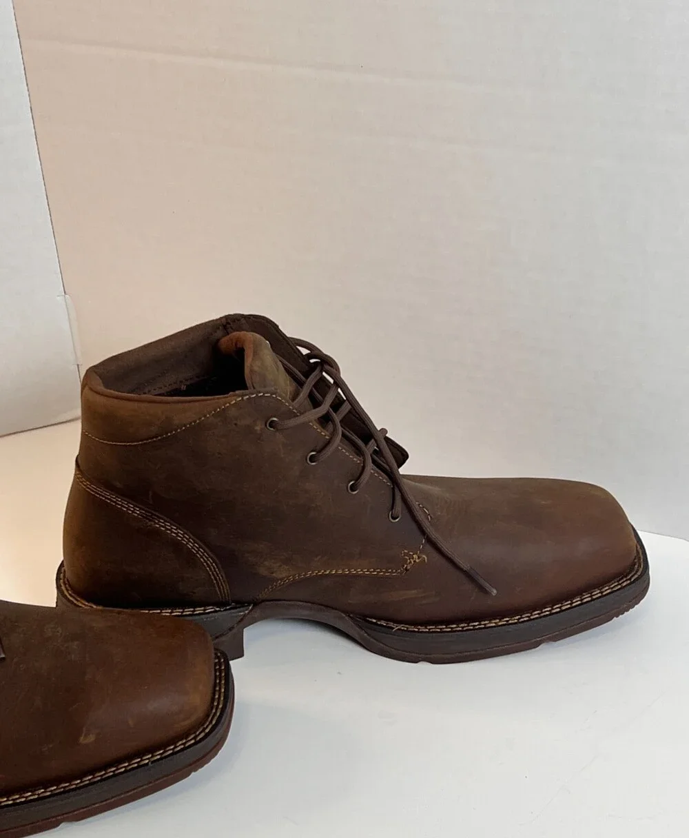 Durango Red Dirt Rebel Mens Boots Size 9.5 Brown Leather Steel Toe Chukka